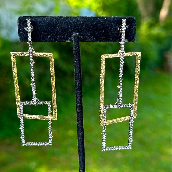 New without Tags ALEXIS BITTAR Encrusted Brutalist Link Earrings - Picture 5 of 6